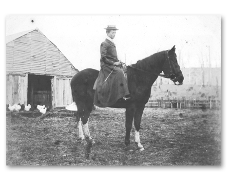 Mary Grant Bruce, aged 17, riding a horse in Gippsland, Victoria. Contact Us